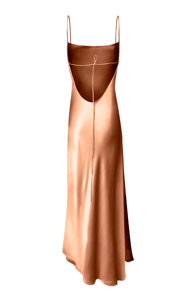 Juno Front Slit Slip Dress - Terracotta - KESNYC.COM