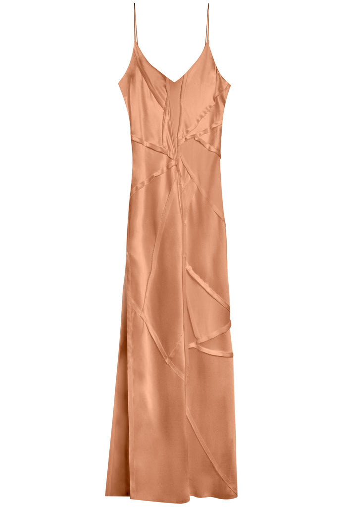 Elongated Recycled Dress with Slit - Terracotta - KESNYC.COM