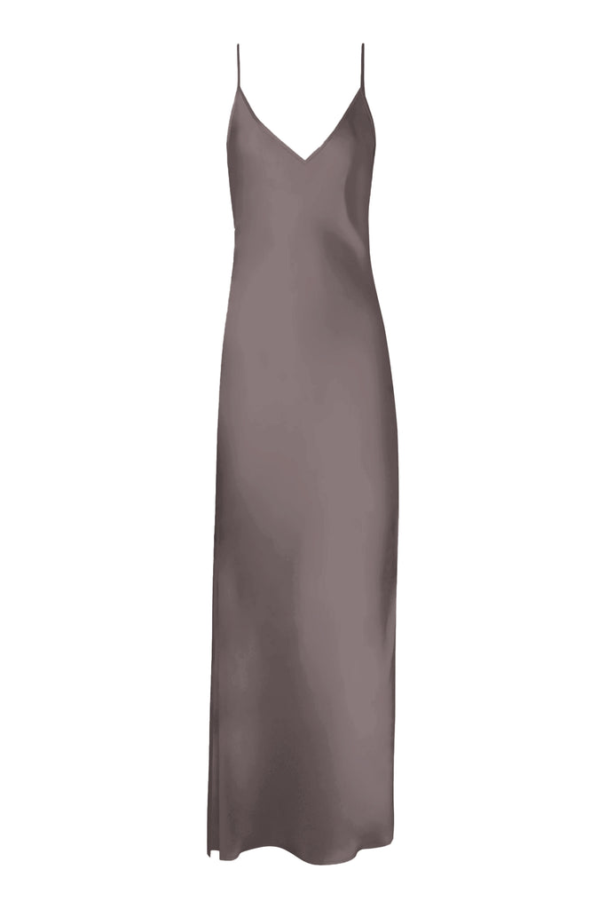 Gray Silk Dress | Full Length Slip