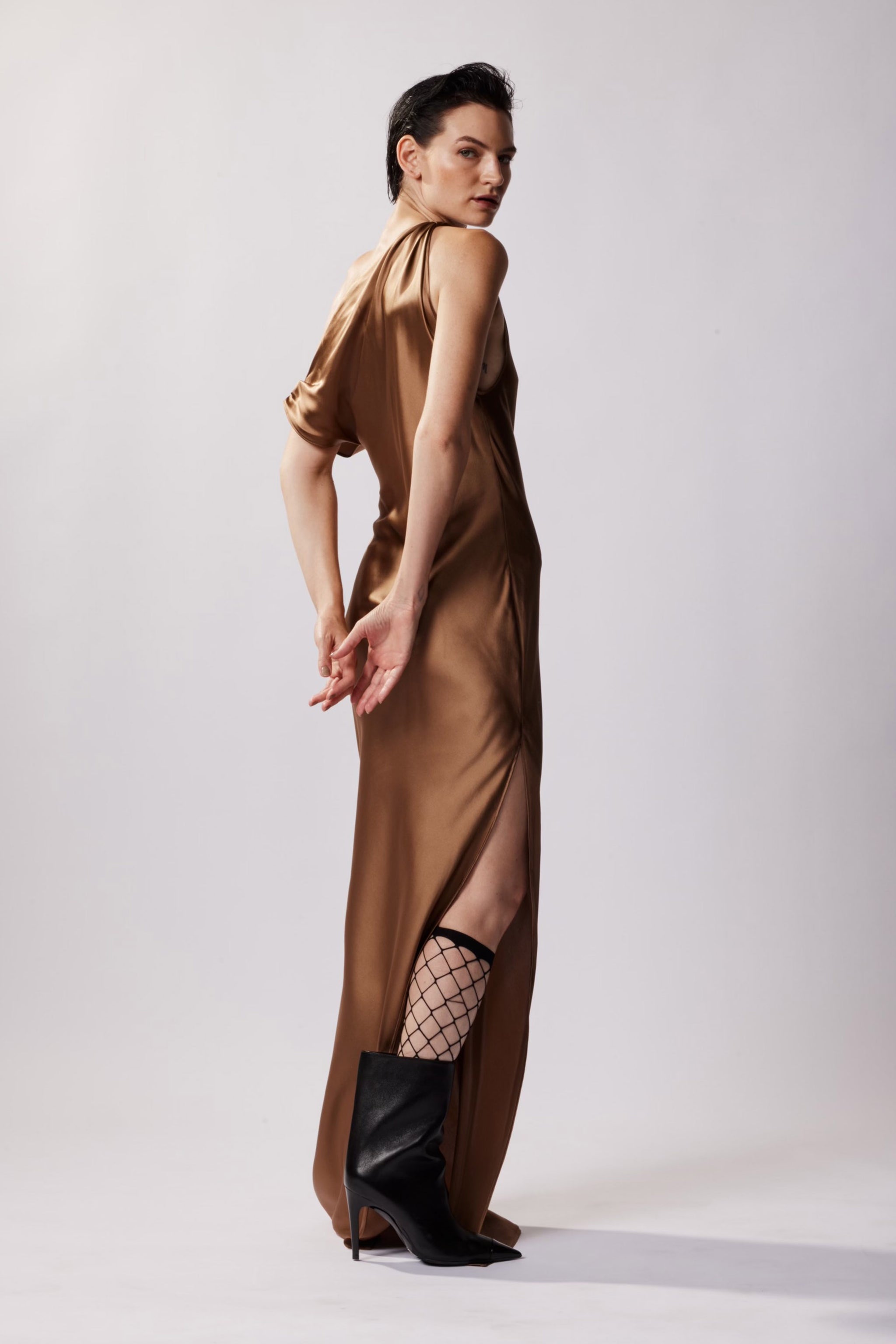 kes silk dress Asymmetrical Satin Dress | Long Sleeve Wrap Dress