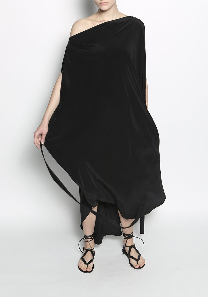 Double Wing Dress - Black Georgette - KESNYC.COM