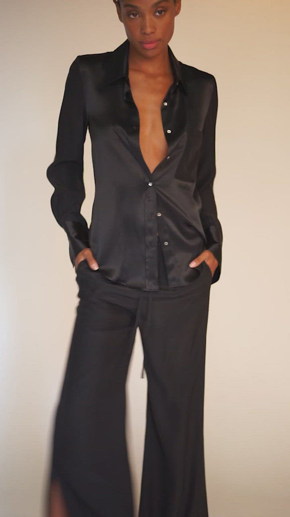 Slim Button Up Shirt - Black - KESNYC.COM