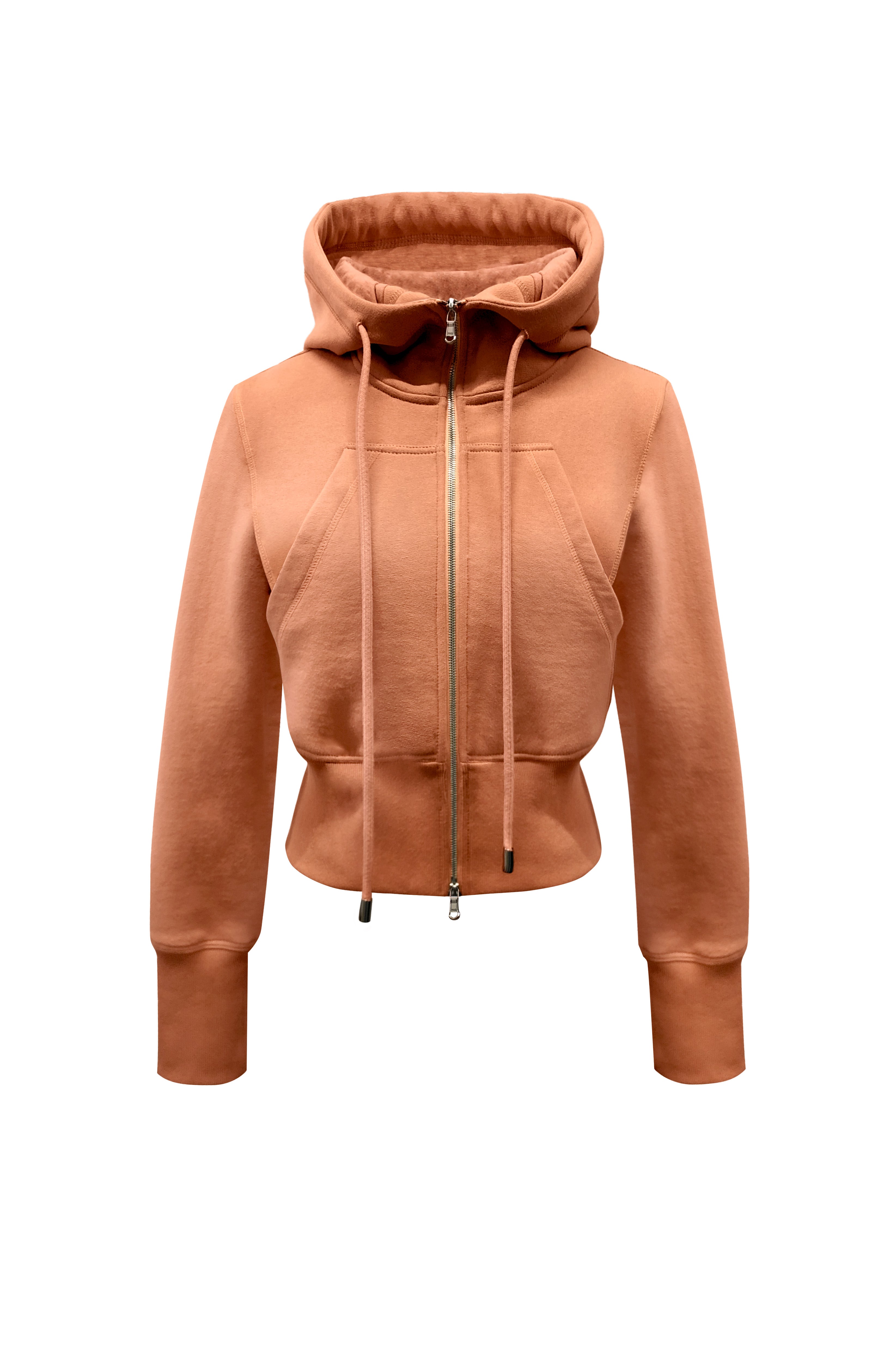 Cropped Zip-Up Hoodie - Brown