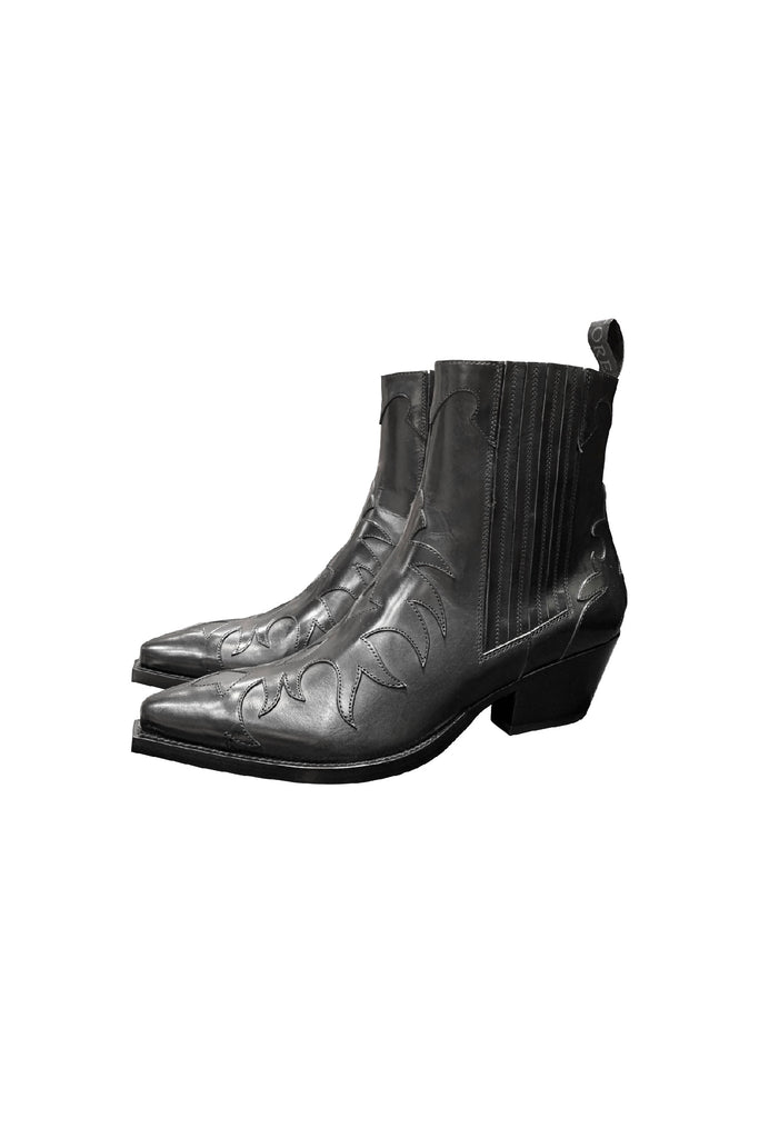 Sartore Western Applique Ankle Boot- Black Leather - KESNYC.COM