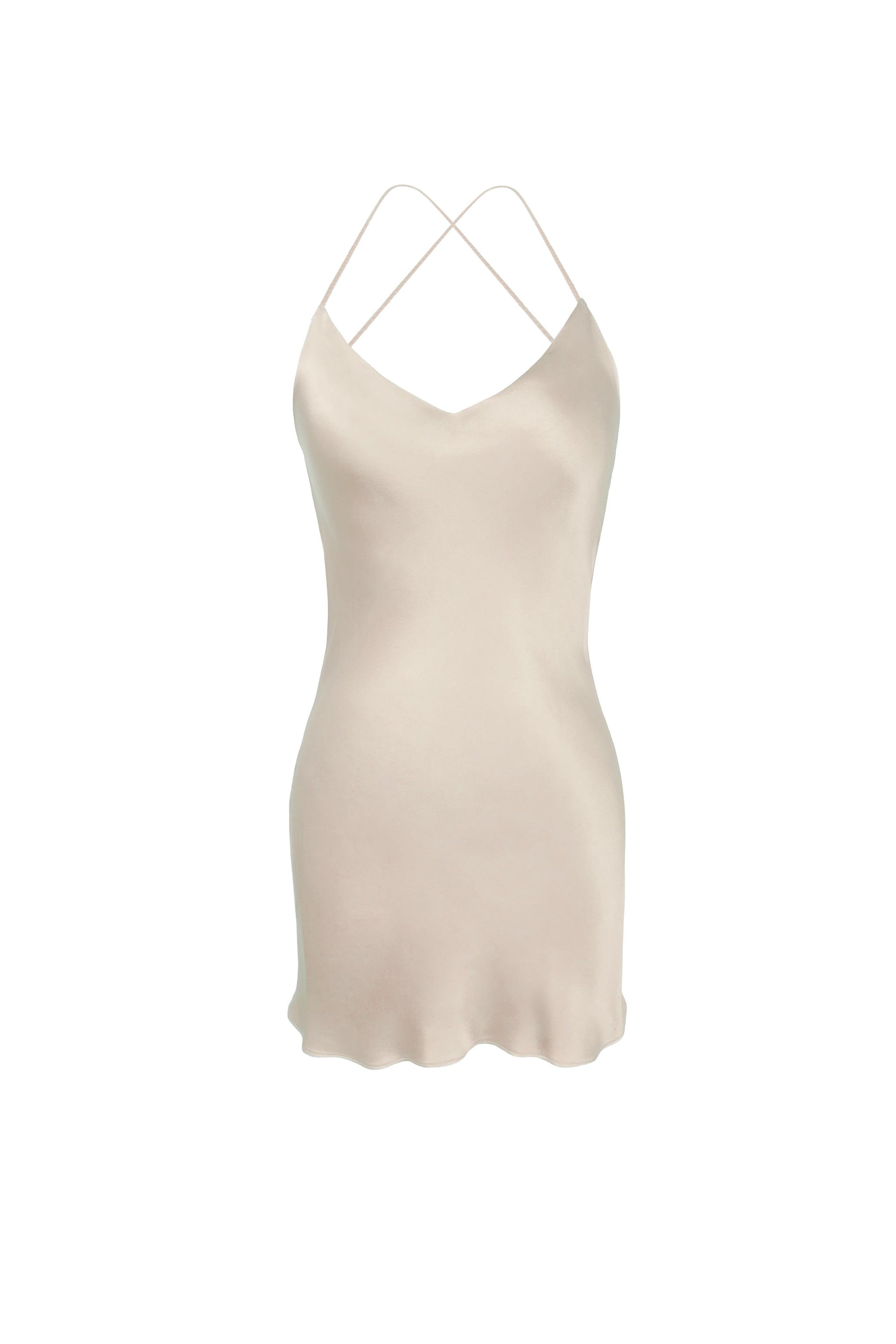 Off-White Short Silk Slip Dress | Mini Silk Dress | KES Off-White Short Silk Slip Dress | Mini Silk Dress | KES