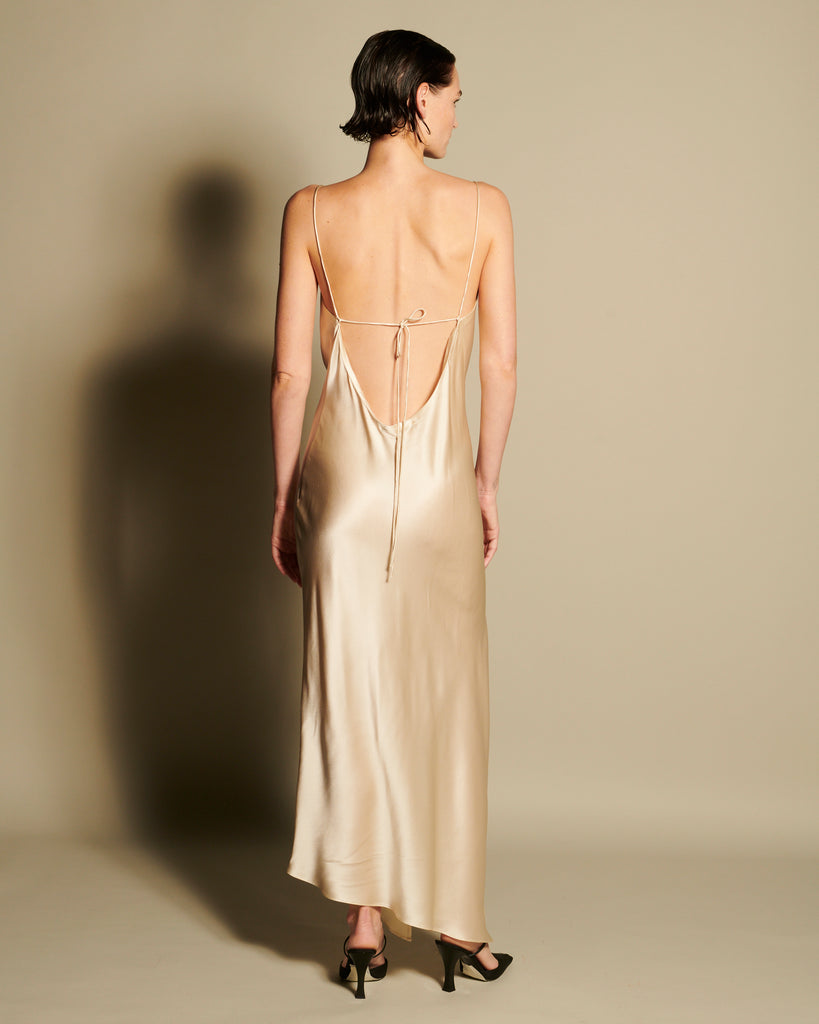 Juno Front Slit Slip Dress - Limestone -KESNYC.COM