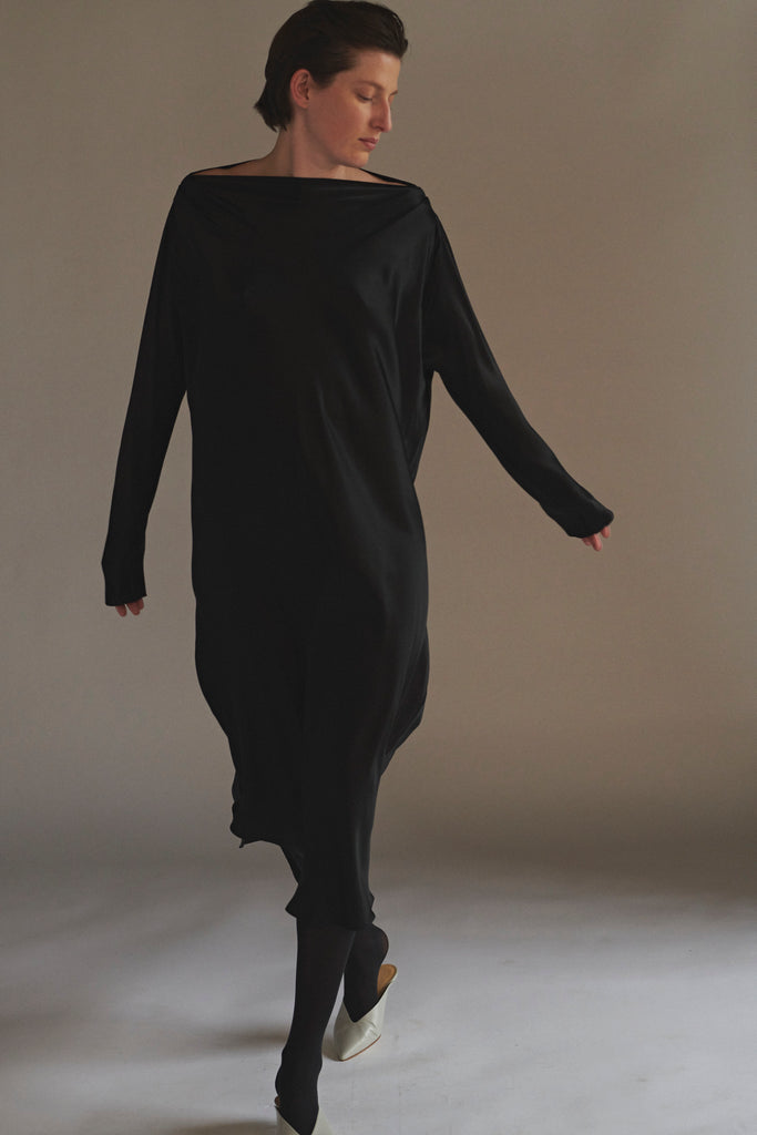 The Lia Dress - Black Georgette - KESNYC.COM