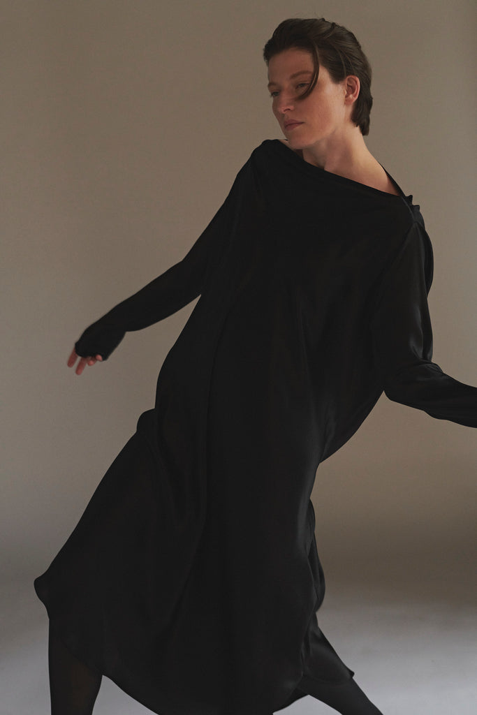 The Lia Dress - Black Georgette - KESNYC.COM