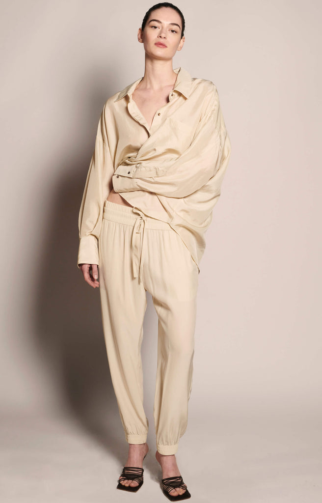 Silk Jogger Pants - Military - KESNYC.COM