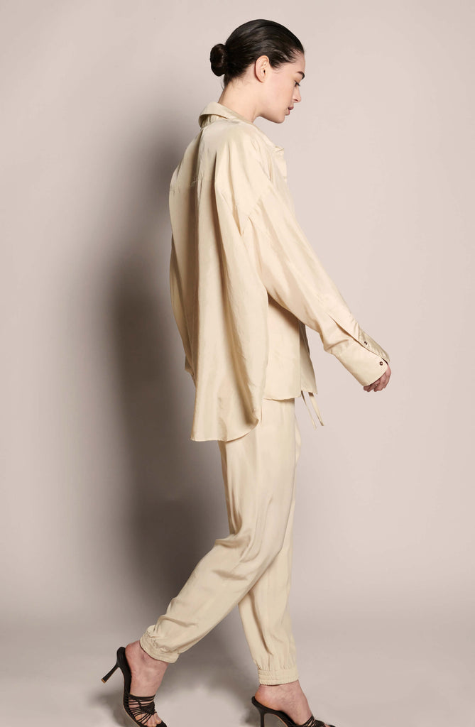 Silk Jogger Pants - Military - KESNYC.COM