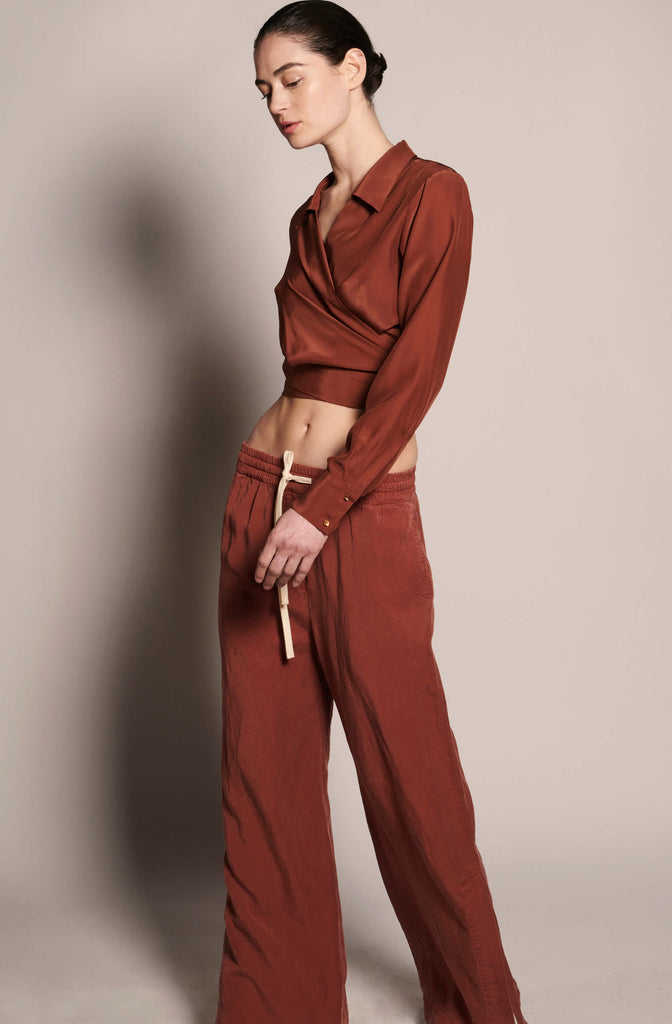Jacket Style Wrap Top - Almond - KESNYC.COM