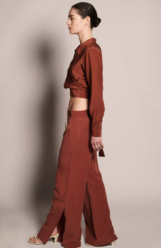 Jacket Style Wrap Top - Almond - KESNYC.COM