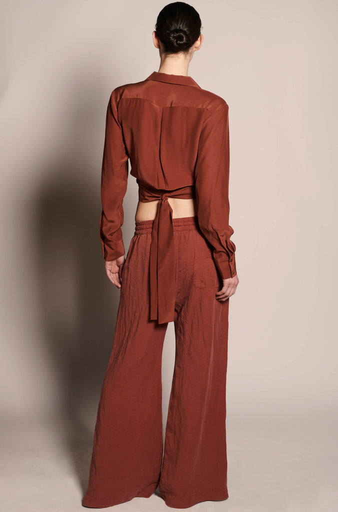 Jacket Style Wrap Top - Terracotta - KESNYC.COM