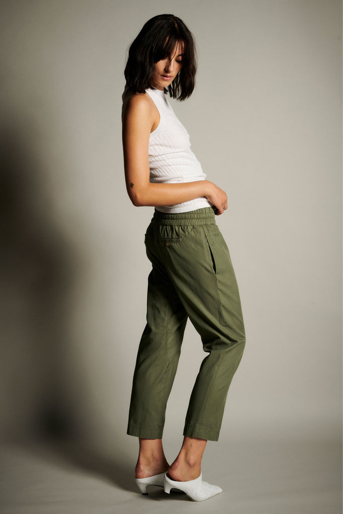 Cotton Jogger Pants with Gusset - Olive - KESNYC.COM