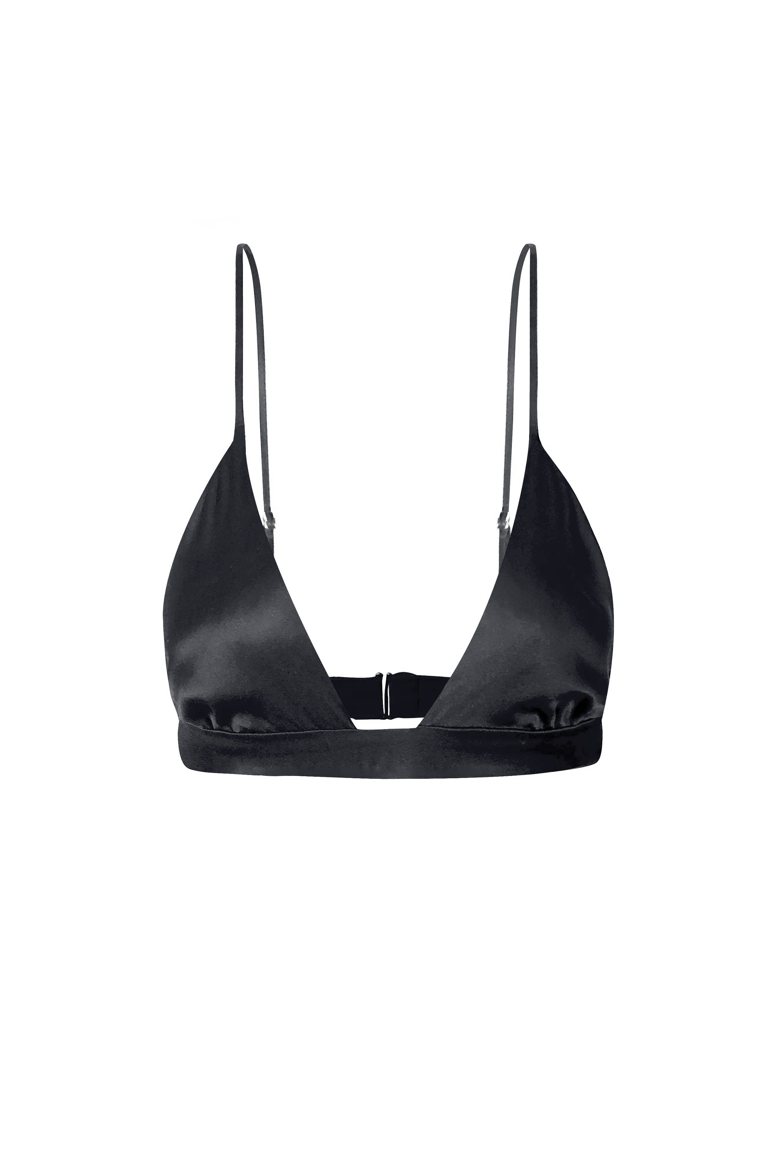 WANGPIN Black Bralettes for Women Silk Triangle Cup Bra Wireless