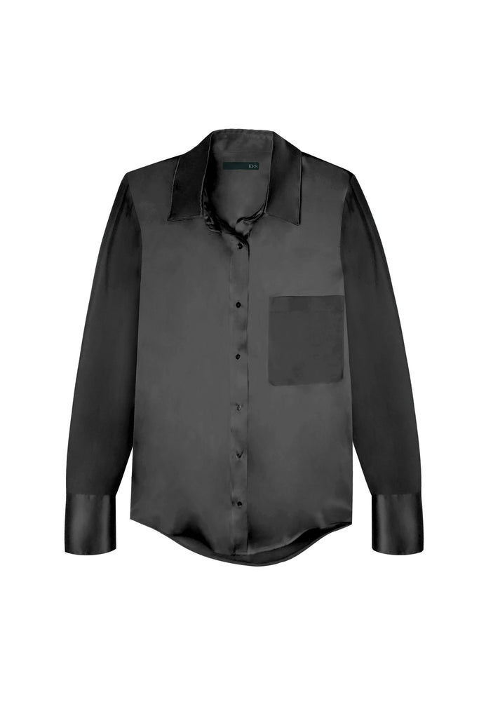 Slim Button Up Shirt - Black - KESNYC.COM