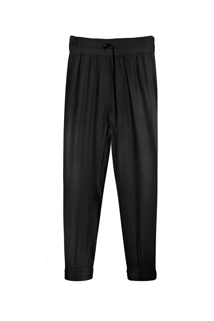 Silk Jogger Pants - Black - KESNYC.COM
