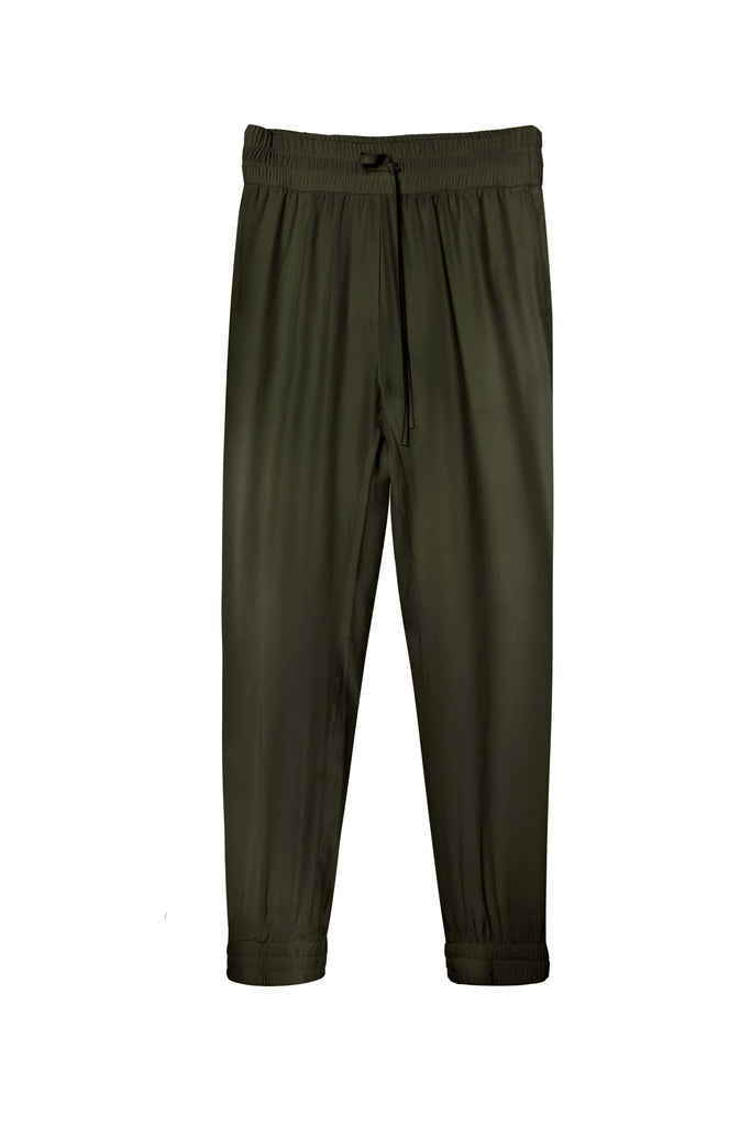 Silk Jogger Pants - Military - KESNYC.COM