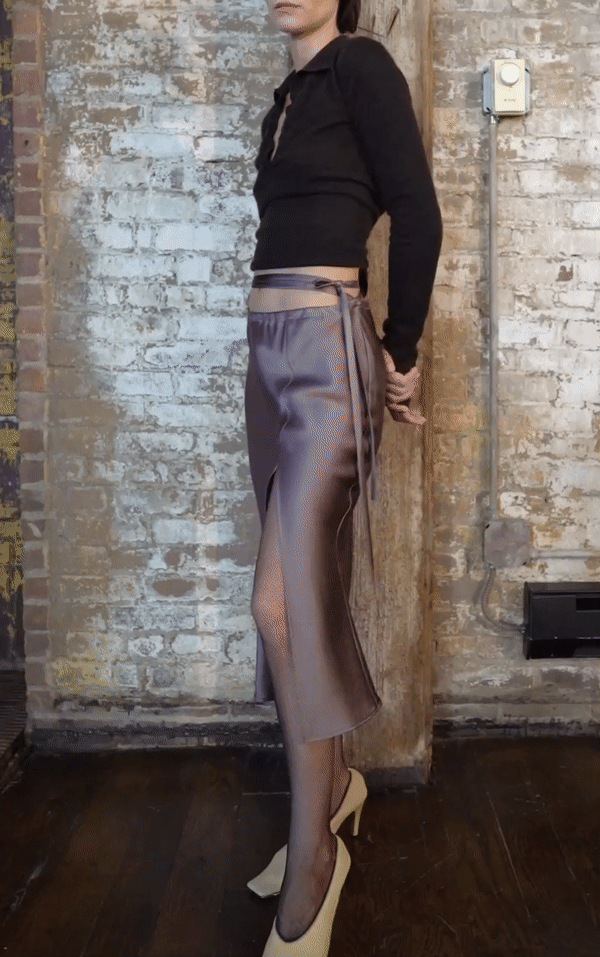 7/8 Front Slit Ribbon Skirt - Ash – KES
