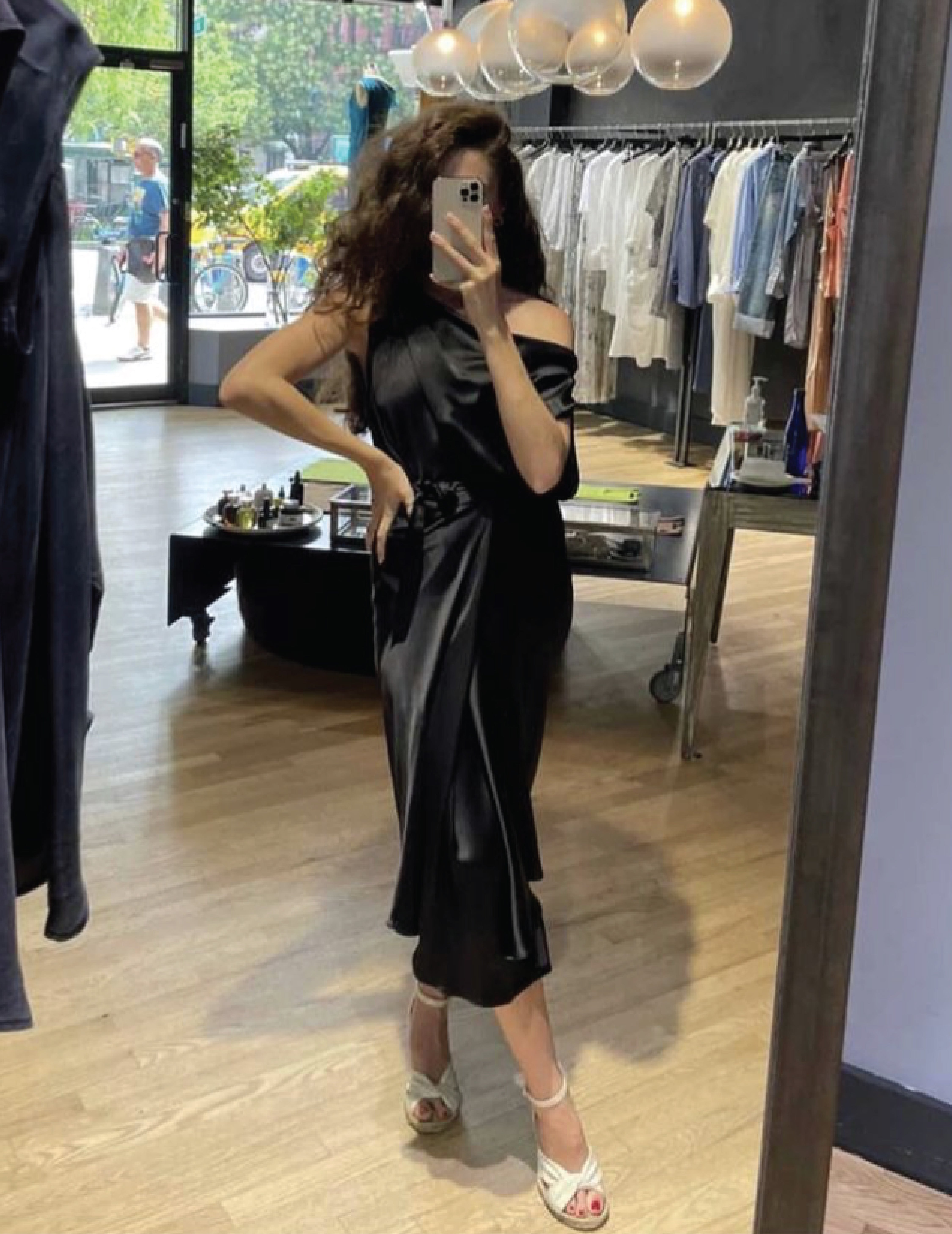 Leanne Ansar in KES Double Wing Dress in Black Georgette