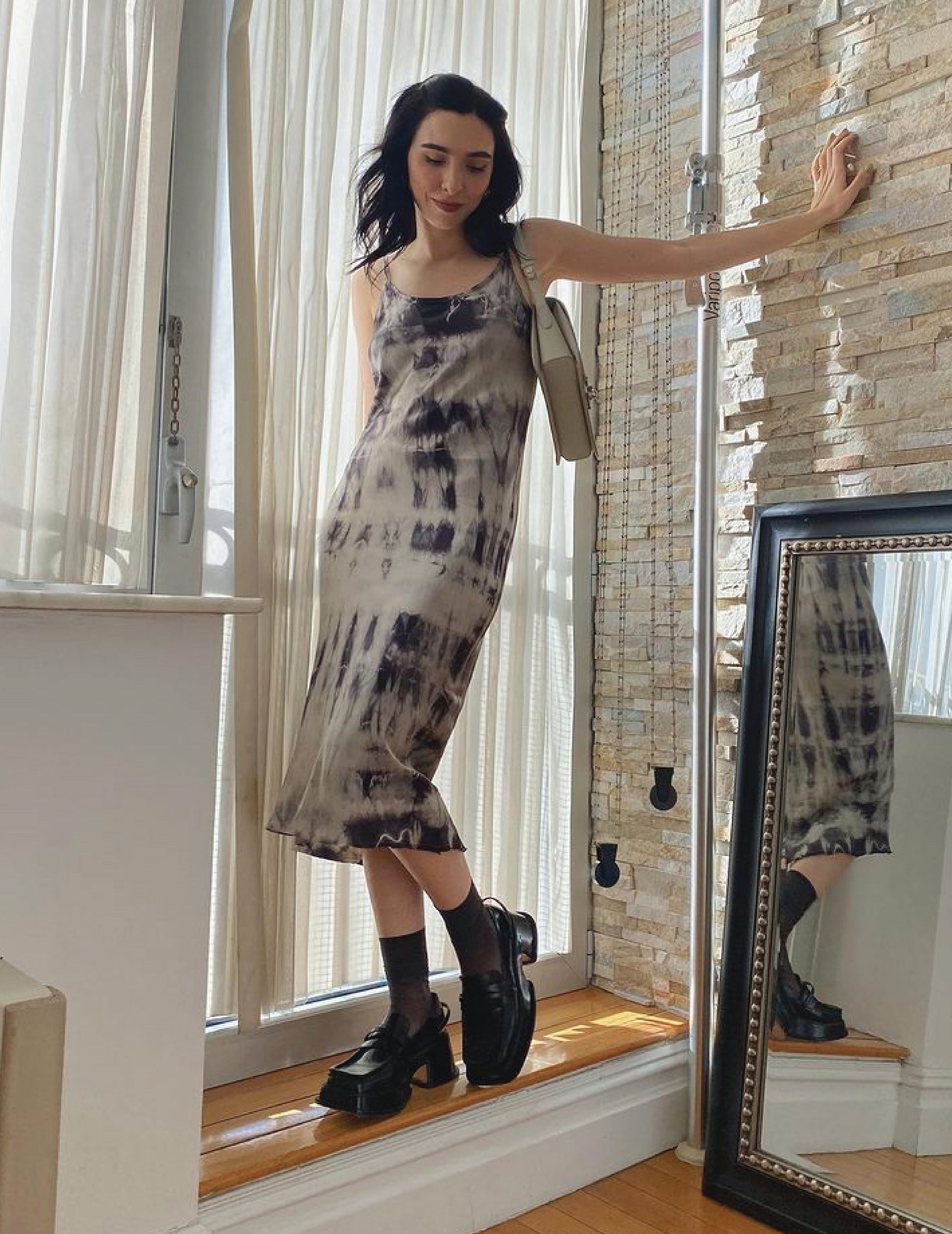 Frida Becker in KES Organic Dye Silk Slip Dress