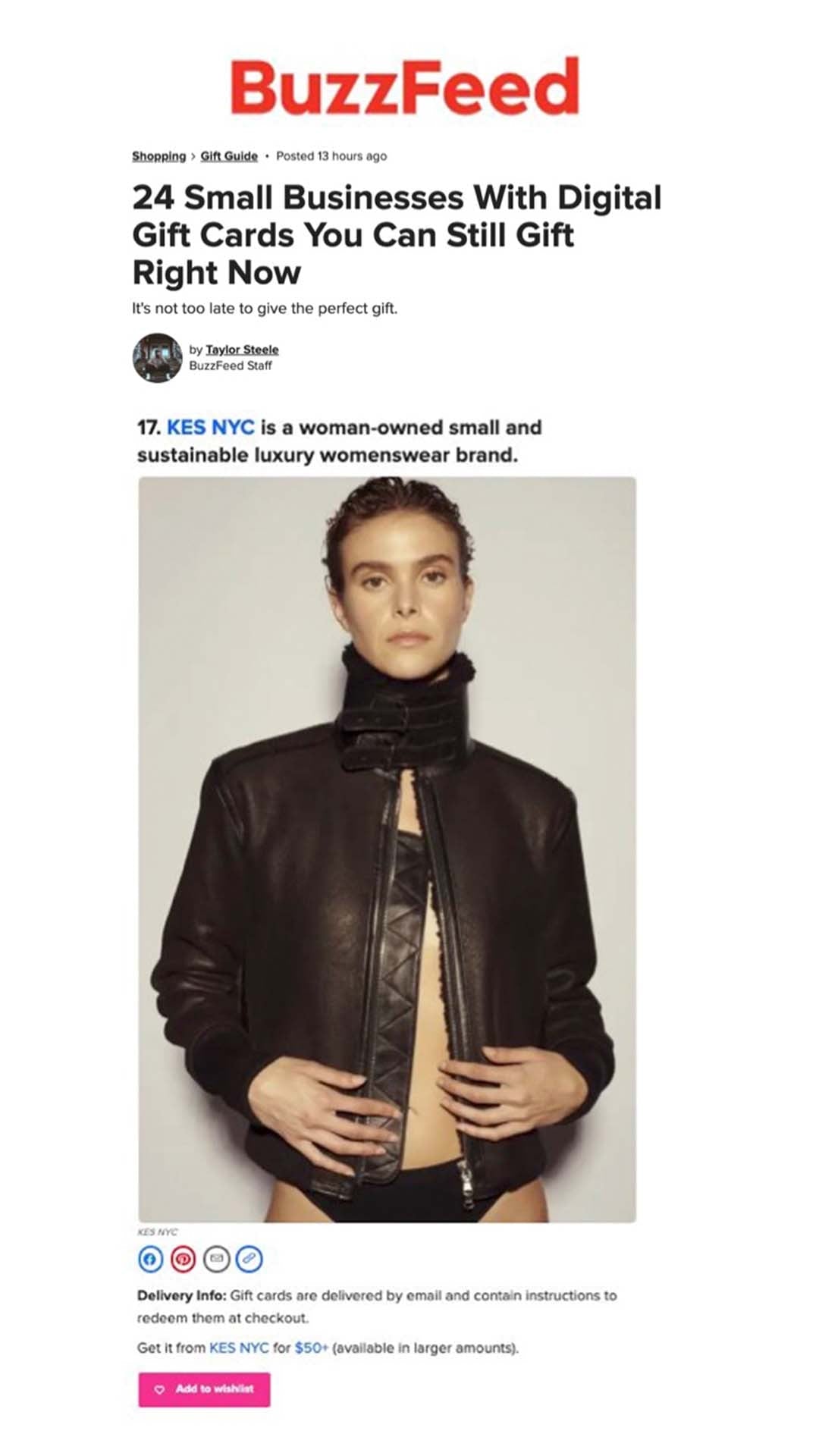 KES PRESS: BUZZFEED - 24 small businesses with digital gift cards