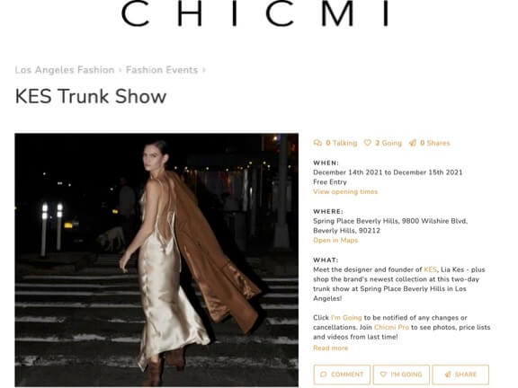 KES PRESS: CHICMI - KES TRUNK SHOW