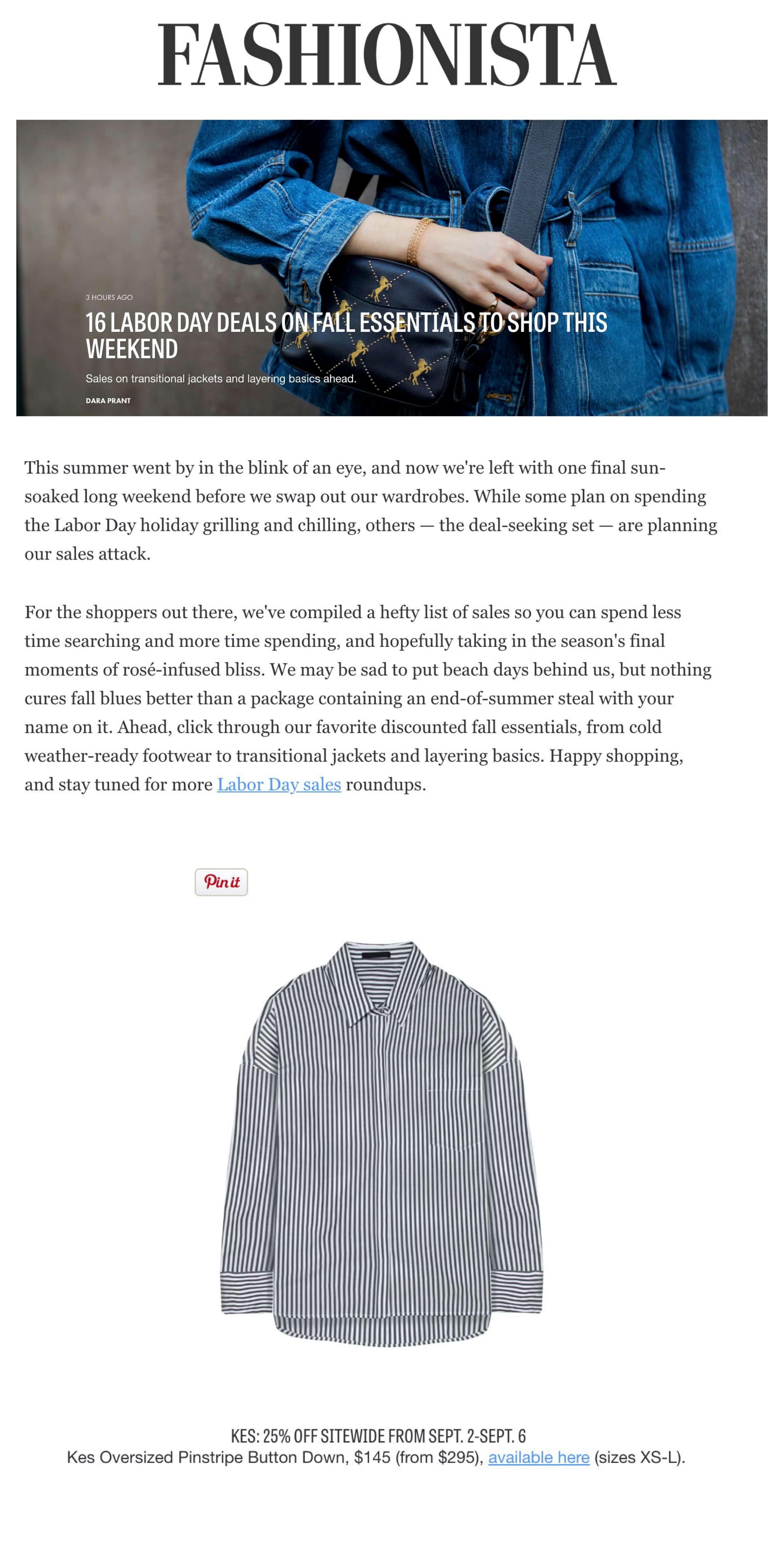 KES PRESS: FASHIONISTA, 16 Labor Day Deals on Fall Essentials