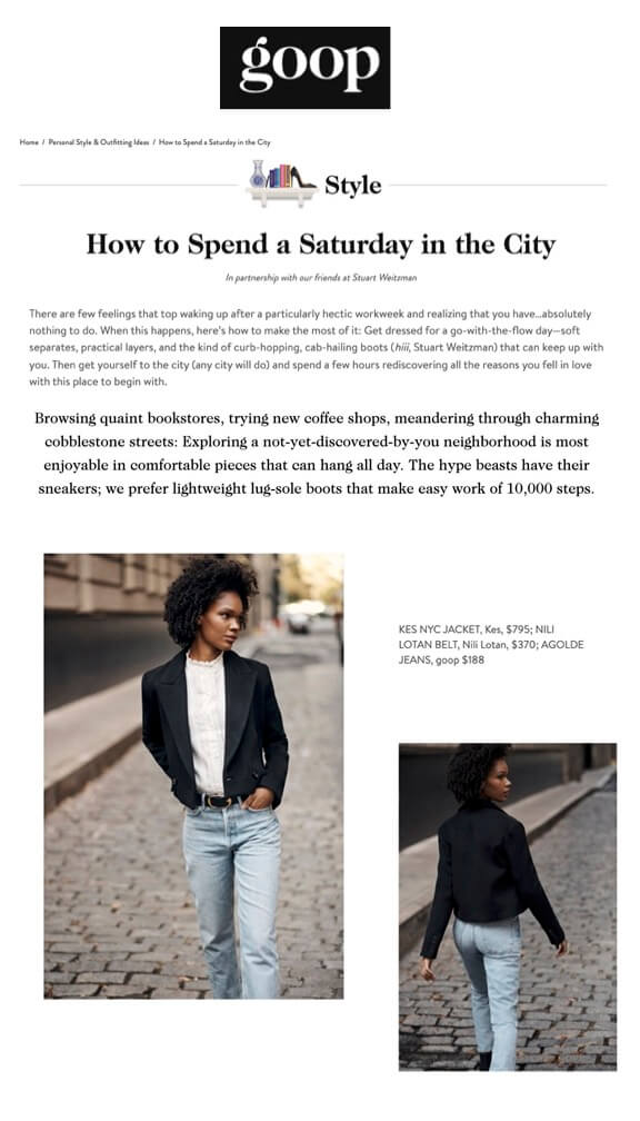 KES PRESS: GOOP - How to spend Saturday in the city