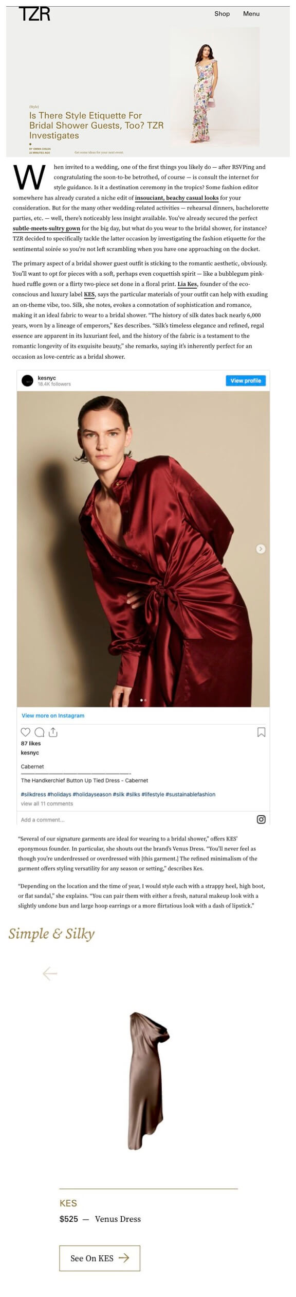 KES PRESS: TZR - Is There Style Etiquette For Bridal Shower Guests, Too?