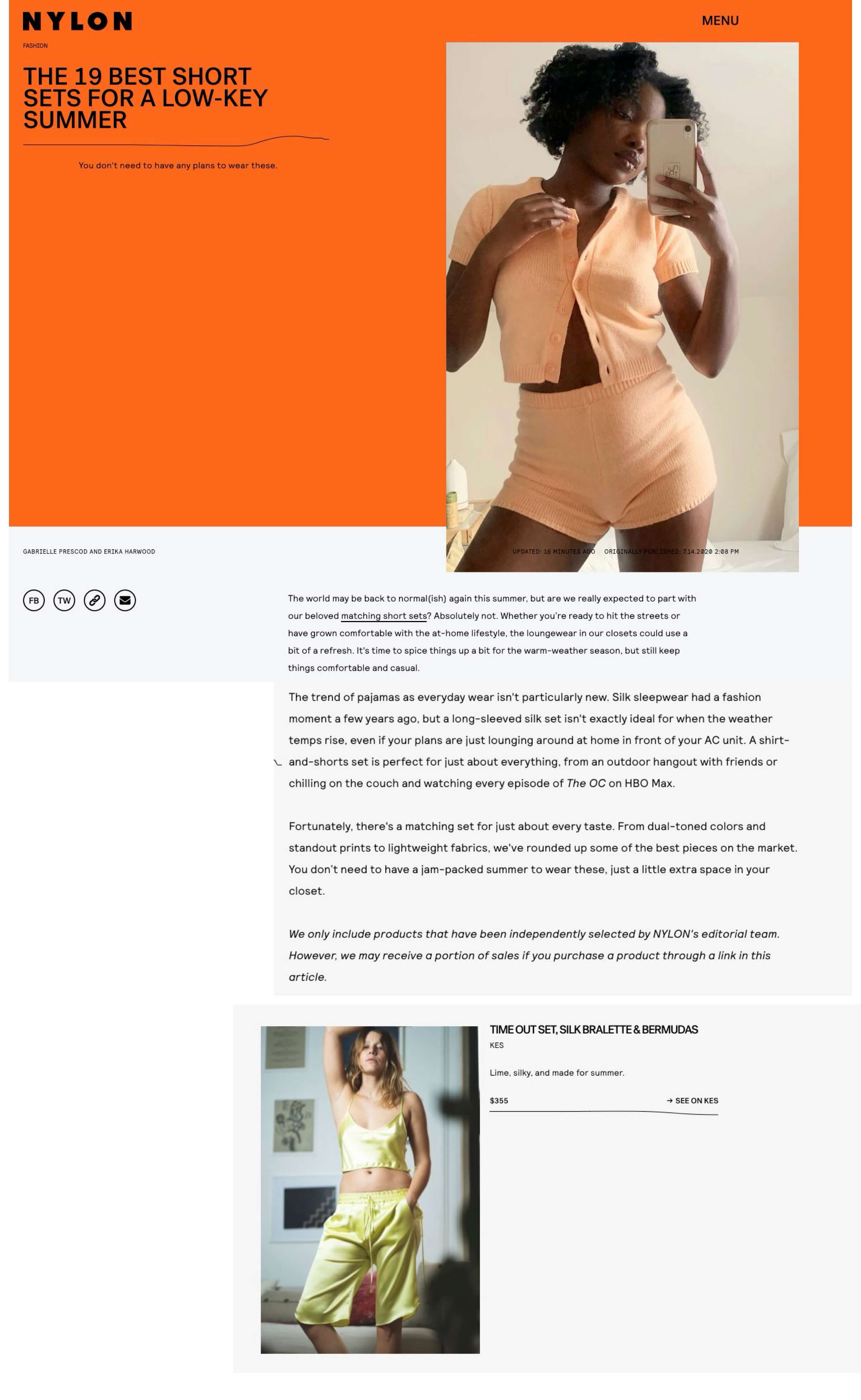 KES PRESS: NYLON, The 19 Best Short Sets