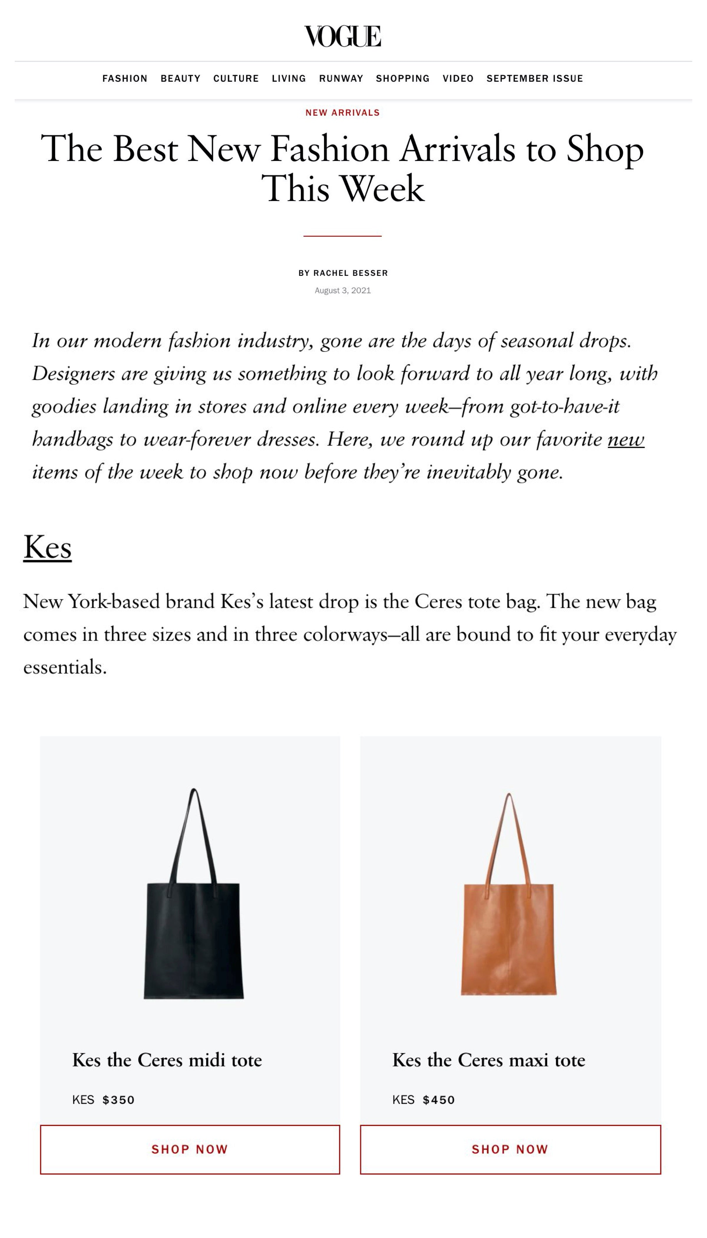 KES PRESS: VOGUE, The Best New Fashion Arrivals to Shop This Week 